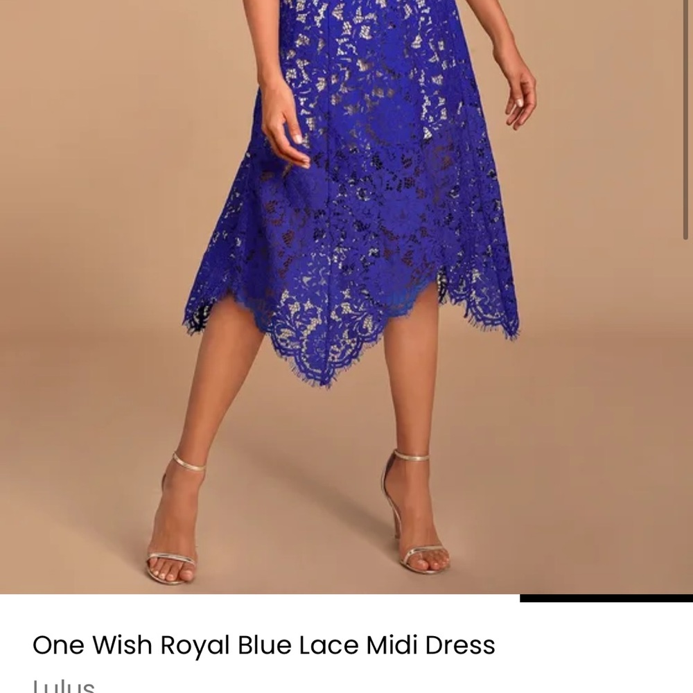 Lulus royal blue nude underlay midi dress (like new)